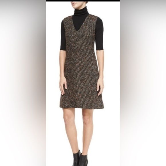 Theory Dresses & Skirts - Theory Drikan Brown Tweed Wool Blend Sleeveless Sheath Dress Size 10
